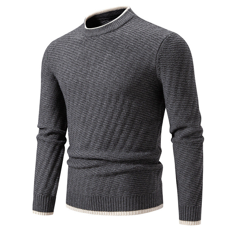Herren strukturierter Pullover mit hochabschließendem Kragen Drune
