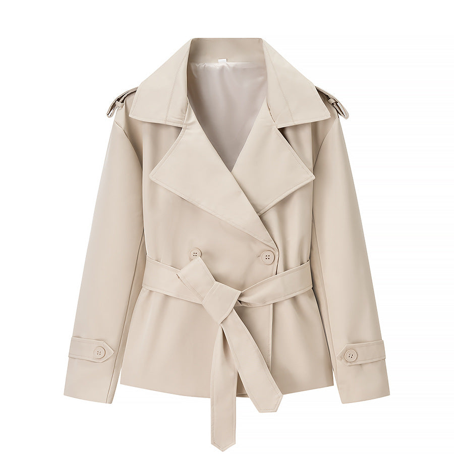 Damen Elegante und moderne Trenchcoatjacke mit Gürtel Drune