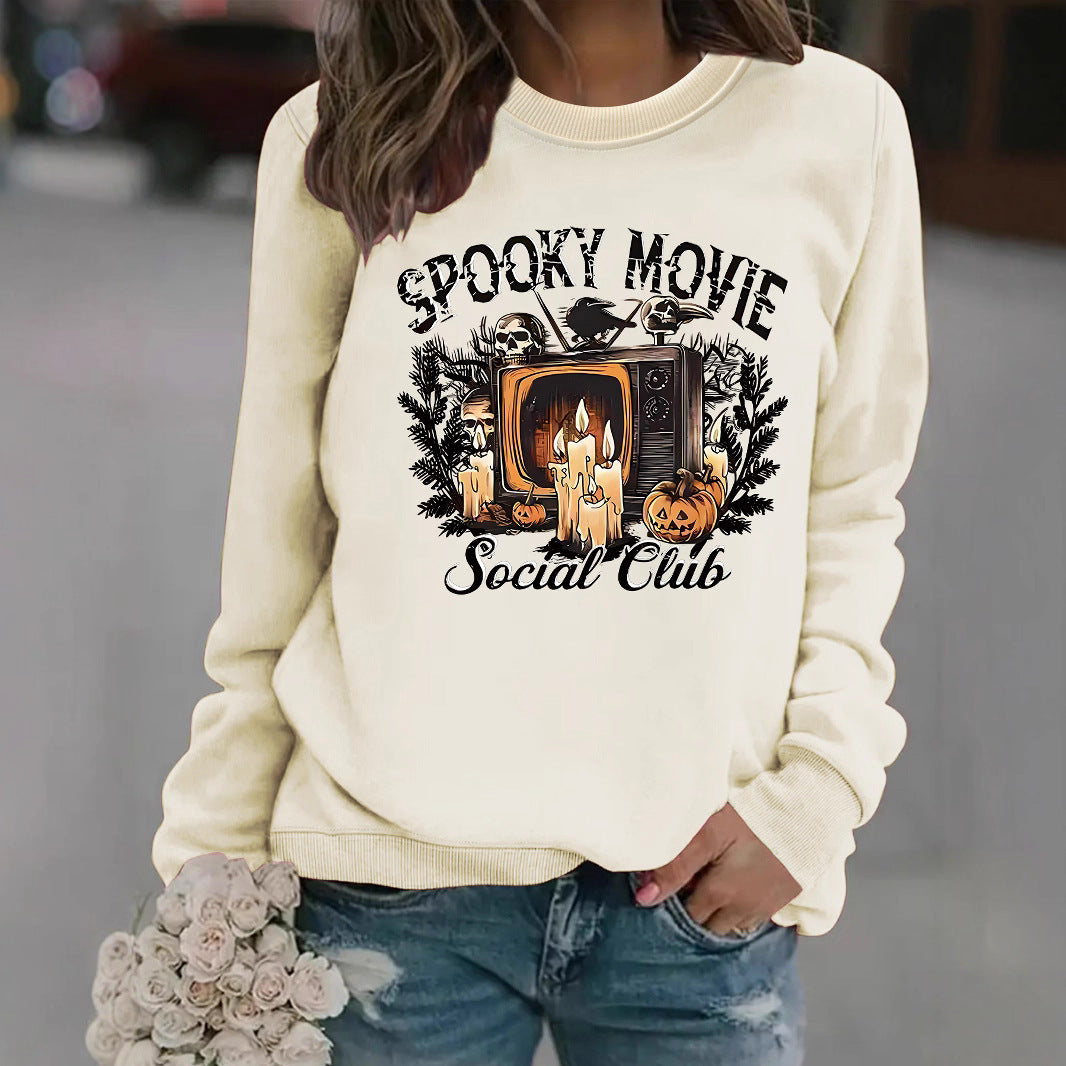 Damen Sweatshirt mit spooky Film-Motiv und lässigem Schnitt Drune