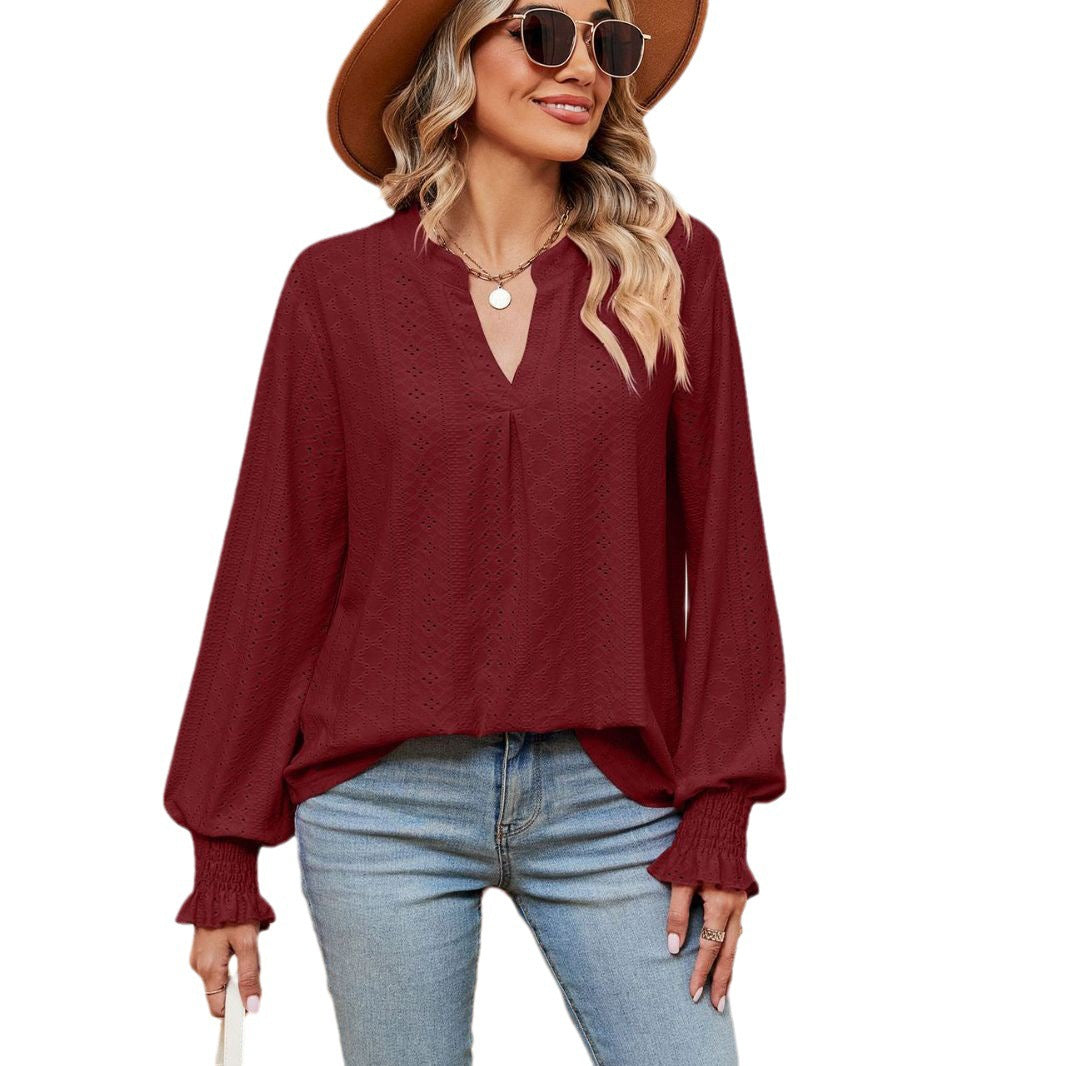 Damen Blusenshirt mit Lochmuster und eleganter Passform Drune
