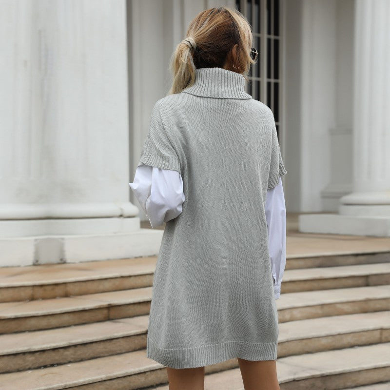 Damen Strickkleid mit hohen Kragen und modischem Zopfmuster Drune