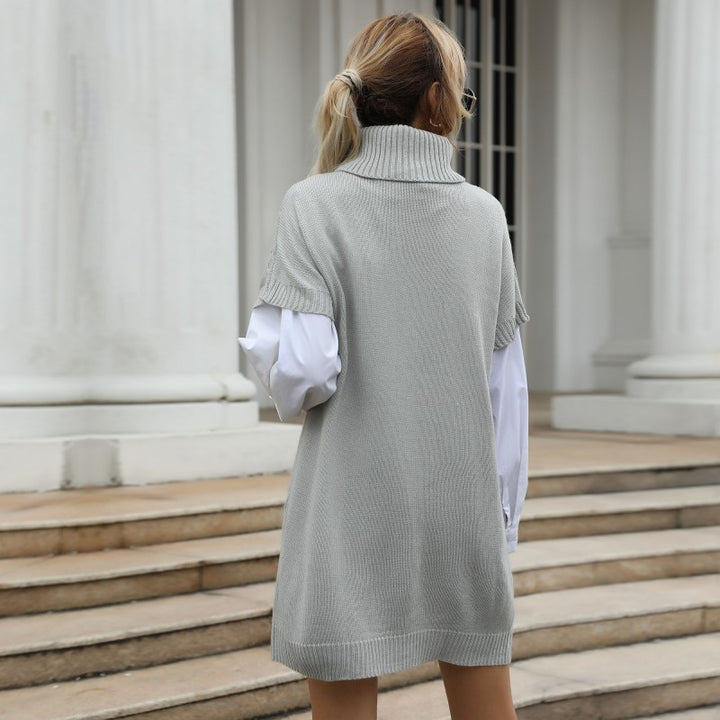 Damen Strickkleid mit hohen Kragen und modischem Zopfmuster Drune