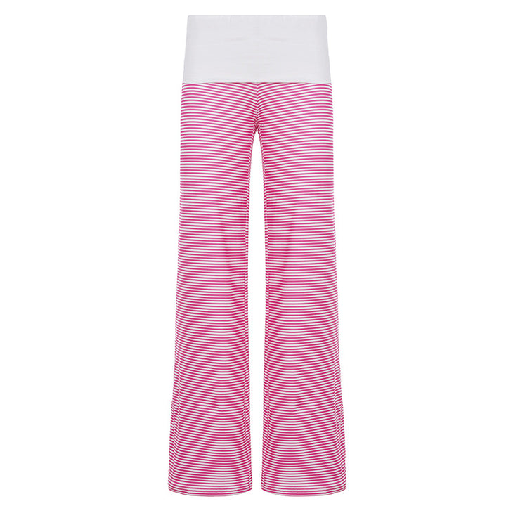 Damen nan Loungehose mit hohem Umschlagbund weitem Bein und feinem Streifenmuster Drune
