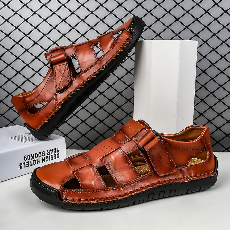 Herren Bequeme Leder-Sandalen mit verstellbarem Riemen Drune