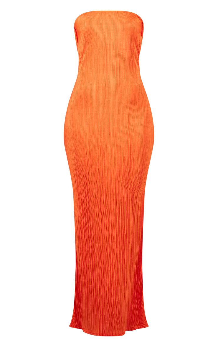Damen figurbetontes Strapless-Kleid mit floralen Elementen Drune
