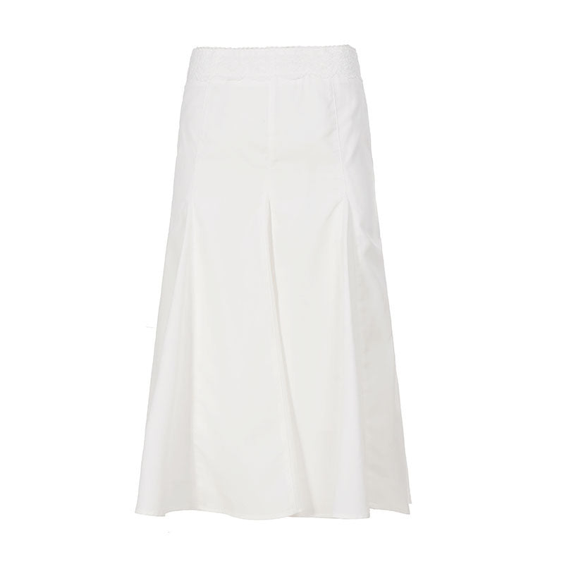 Damen Eleganter, fließender Midirock mit elastischem Bund Drune