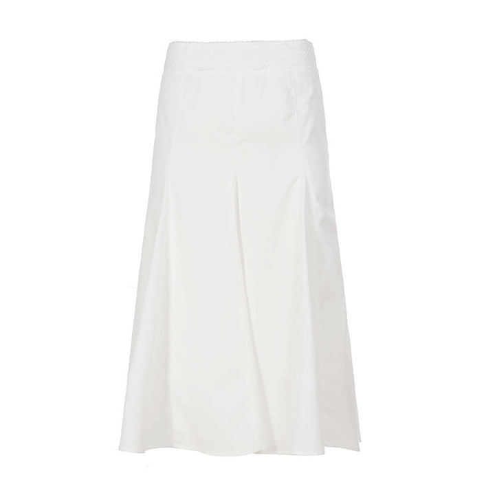 Damen Eleganter, fließender Midirock mit elastischem Bund Drune