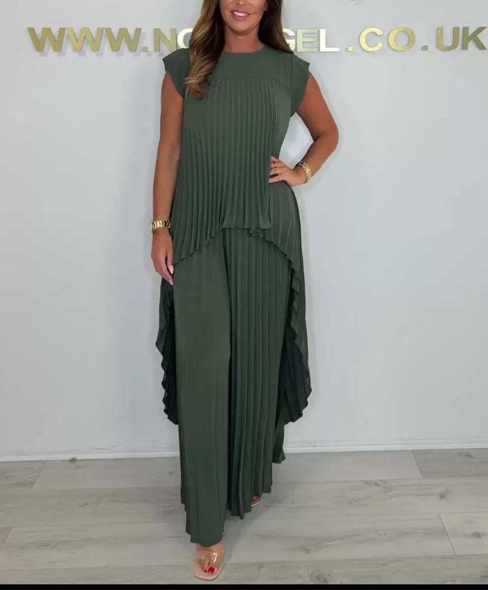 Damen Plissiertes Jumpsuit mit fließendem Schnitt und asymmetrischem Design Drune