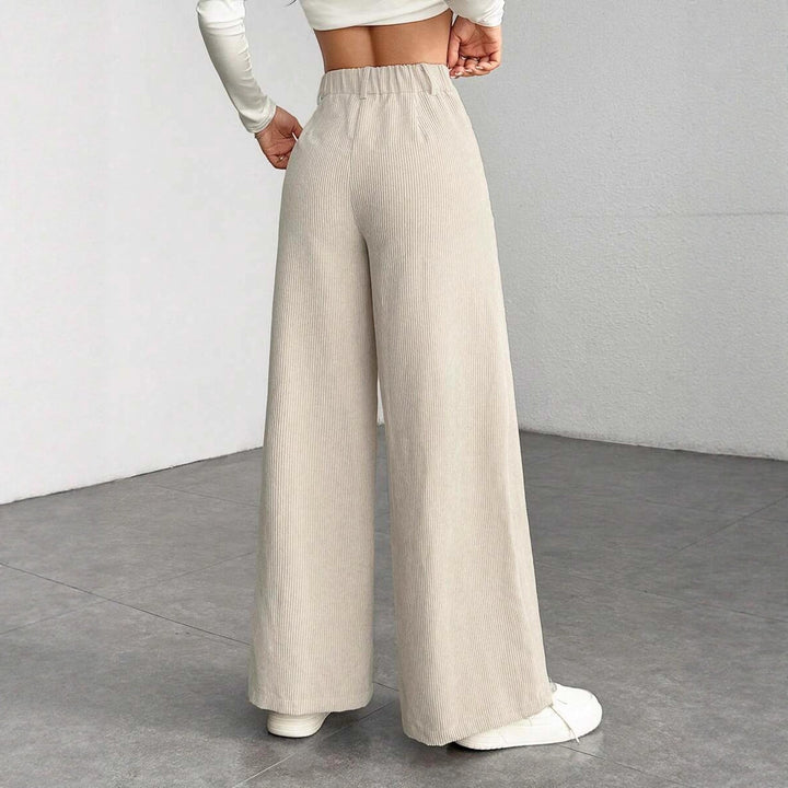 Damen weite Faltenhose mit hohem Bund Drune