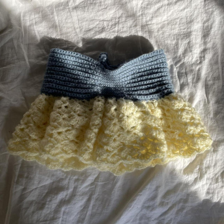 Damen gehäkeltes Bandeau-Oberteil mit voluminösem Saum Drune