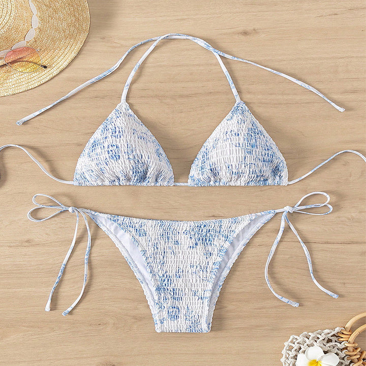 Damen Triangel-Bikini-Set mit floralem Muster und verstellbaren Trägern Drune