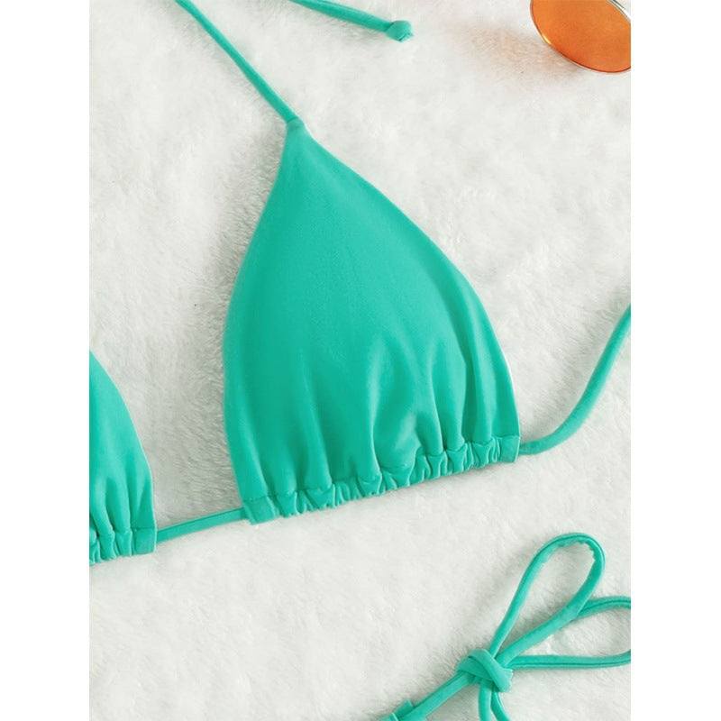 Damen Triangel-Bikini-Set mit verstellbaren Bändern und femininen Akzenten Drune