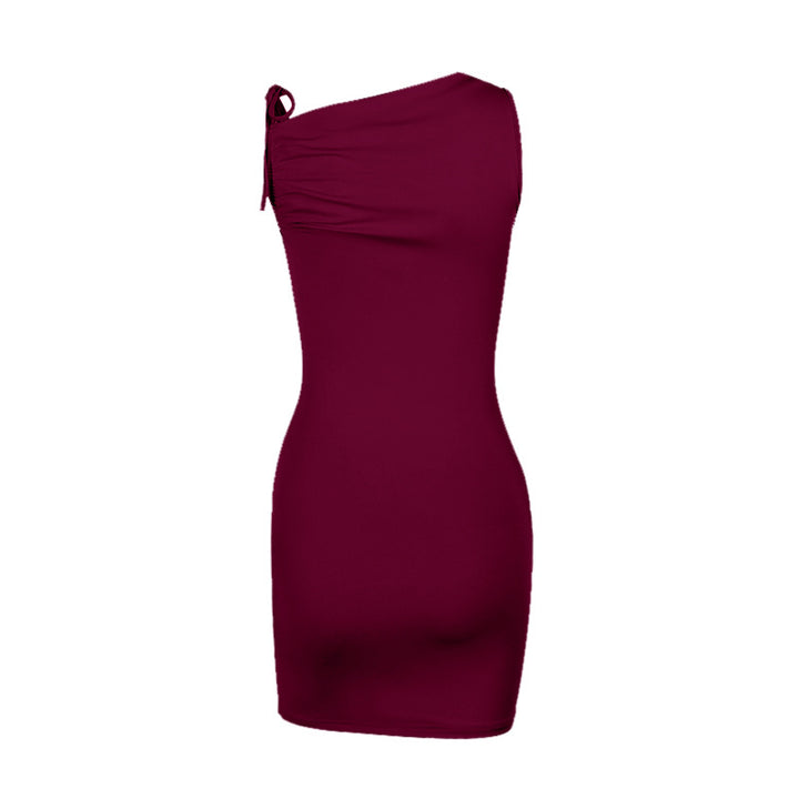 Damen figurbetontes One-Shoulder-Kleid Drune