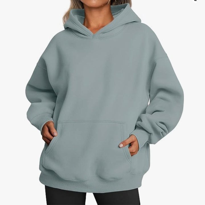 Damen lässiger Oversized Hoodie mit Kängurutasche Drune