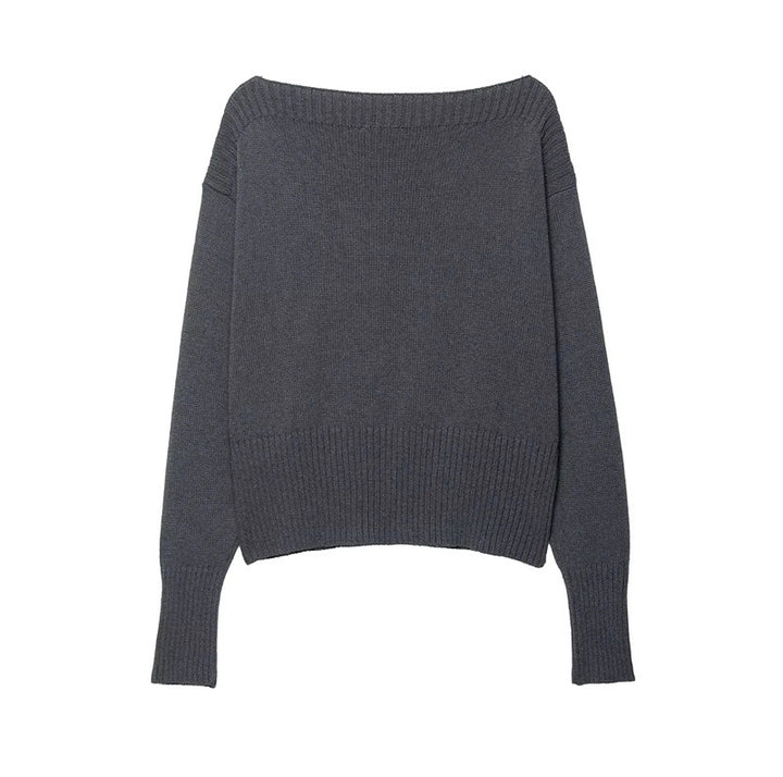 Damen oversized Strickpullover mit weitem Ausschnitt und lässigem Schnitt Drune
