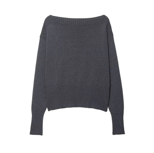 Damen oversized Strickpullover mit weitem Ausschnitt und lässigem Schnitt Drune