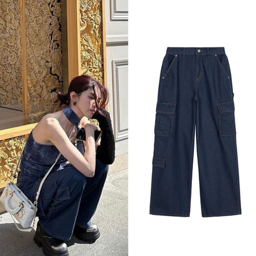 Damen Cargo-Jeans mit weitem Schnitt und praktischen Taschen Drune