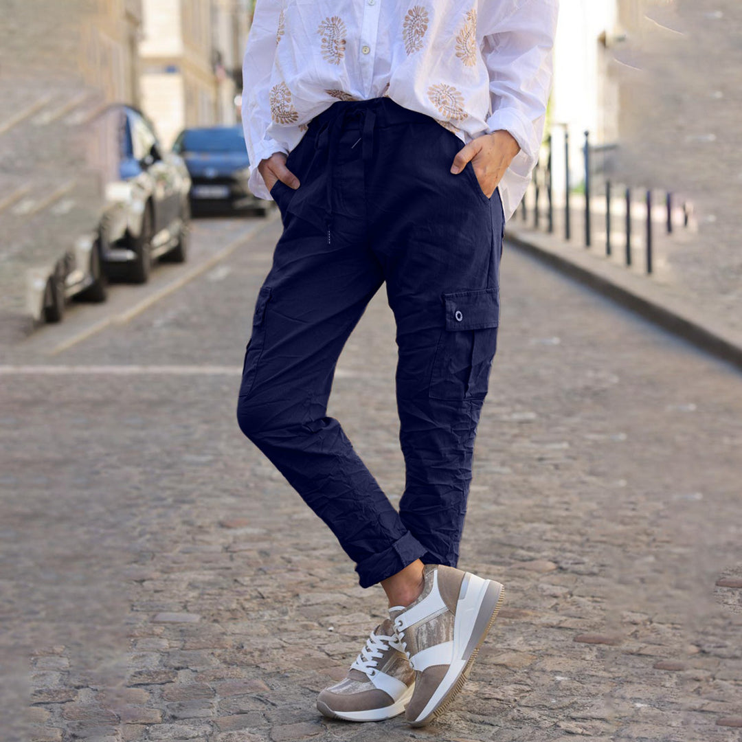 Damen Cargo-Style Hose mit elastischem Bund und praktischen Taschen Drune