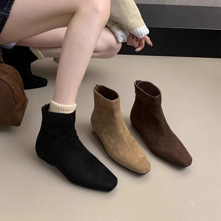 Damen Wildleder Spitz Zehen Knöchel Stiefeletten Drune