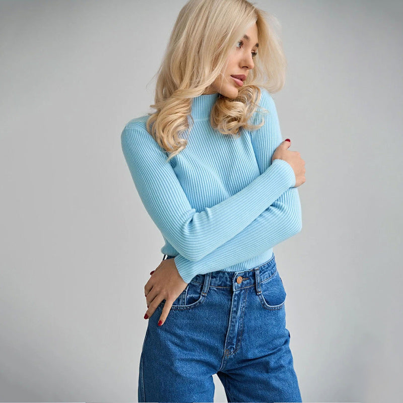 Damen Feinstrickpullover mit hohem Kragen und langen Ärmeln Drune