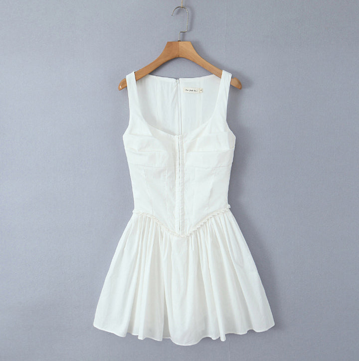 Damen modisches Sommerkleid mit taillierter Silhouette und durchgehenden Knöpfen Drune