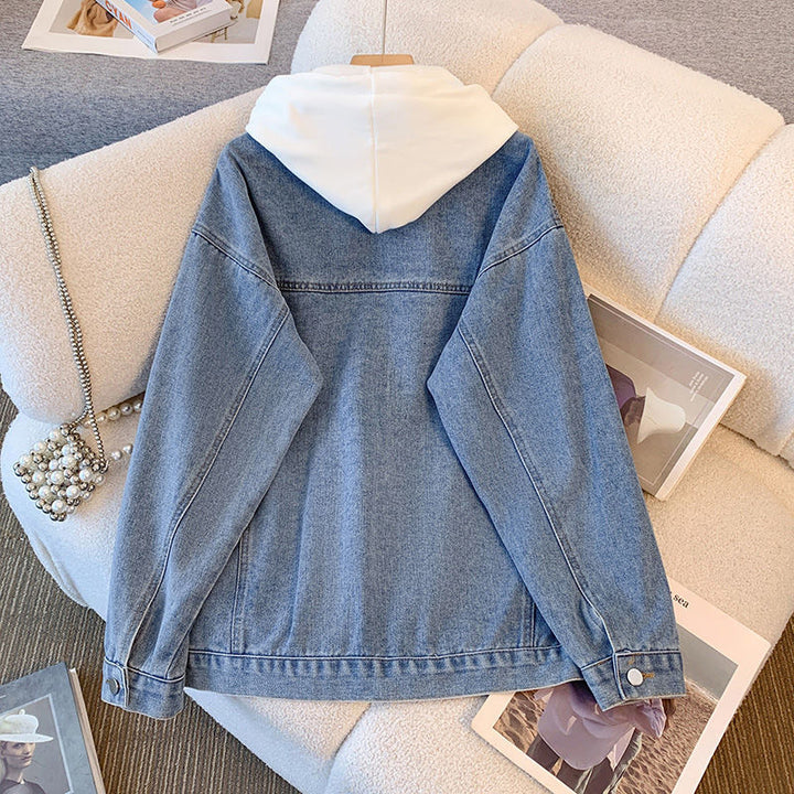 Damen lässige Denimjacke mit herausnehmbarer Kapuze Drune