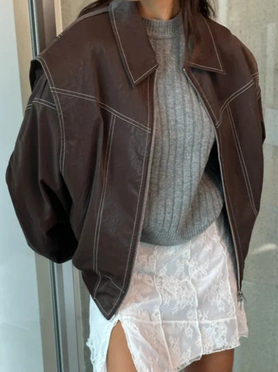 Drune | Lederjacke Kunstleder Übergröße Kunstlederjacke Lederjacke für Damen