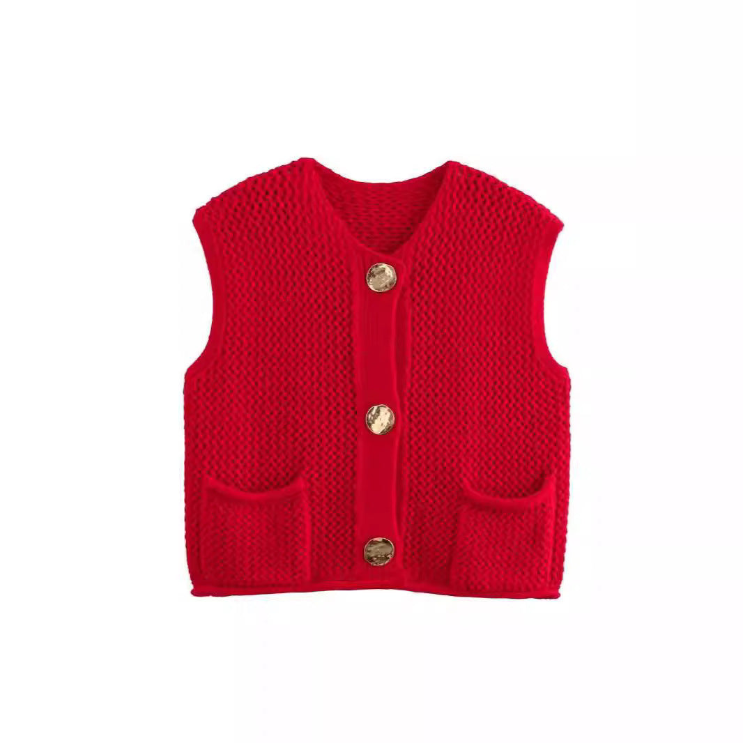Damen Strickweste mit Knopfdetails und praktischen Taschen Drune