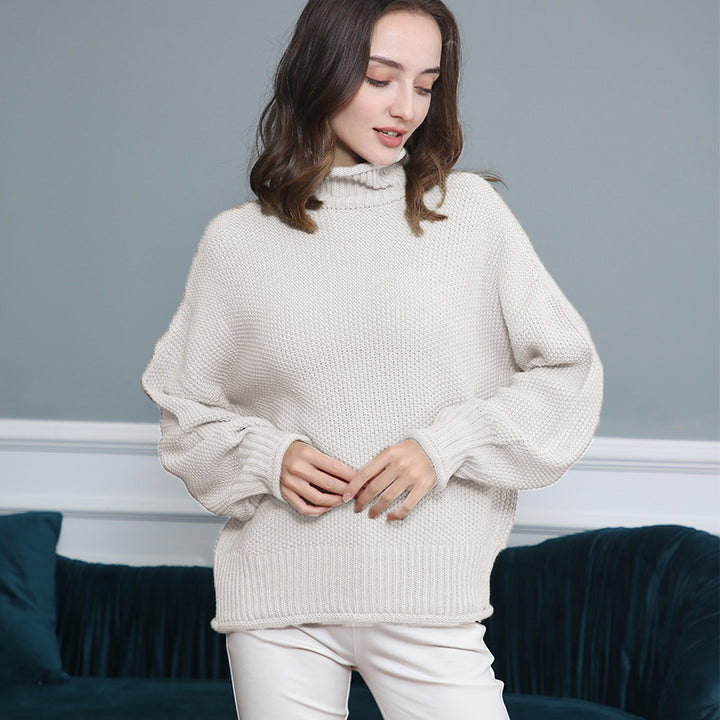 Damen Grobstrickpullover mit Rollkragen und luftiger Schnittgestaltung Drune