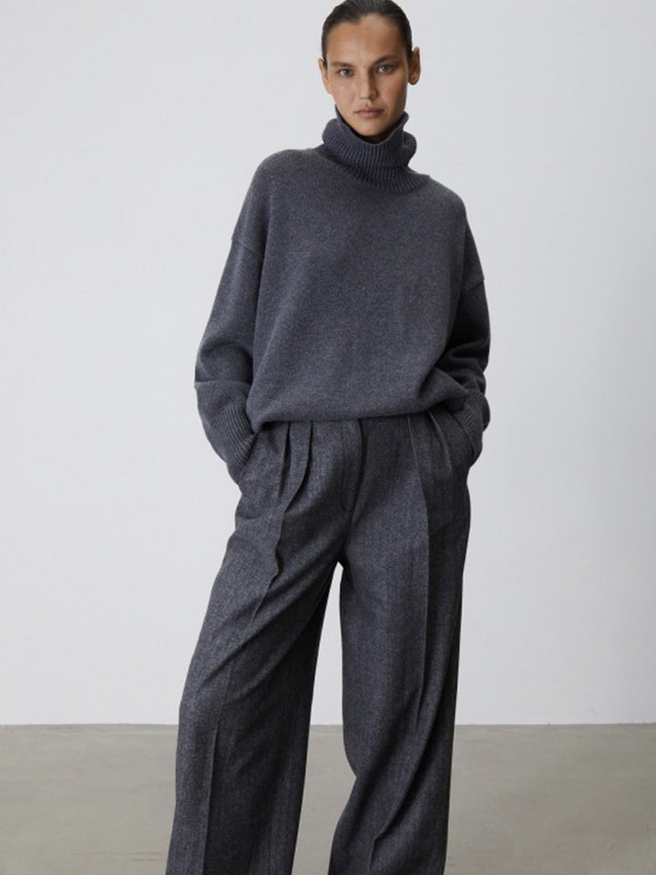 Damen Lässiger Rollkragenpullover aus hochwertigem Strick Drune