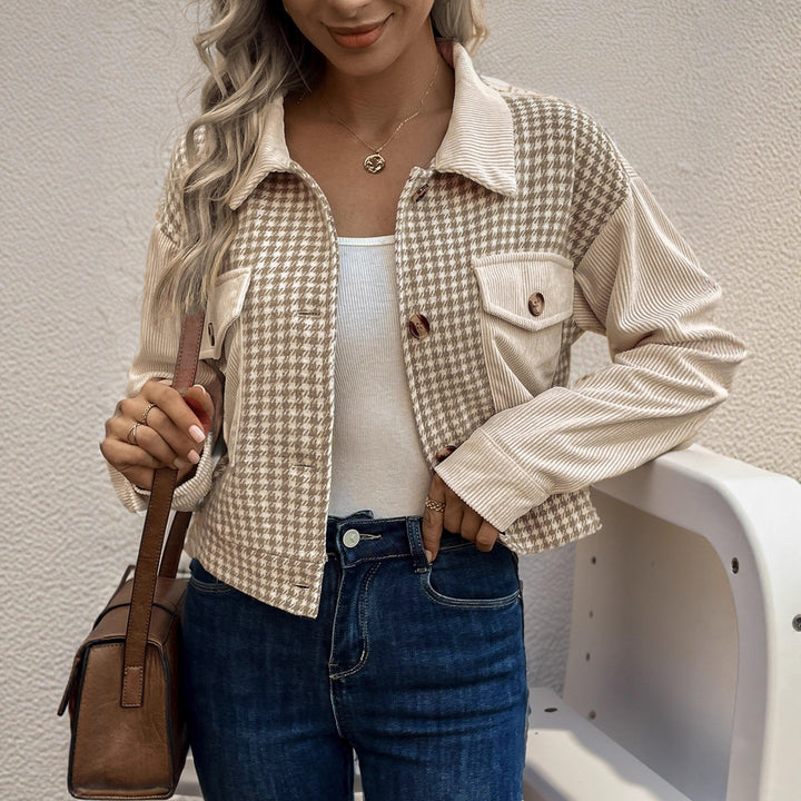 Damen modische Karojacke mit Taschen Drune