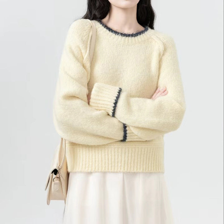 Damen Weicher Strickpullover mit weitem Schnitt und langen Ärmeln Drune