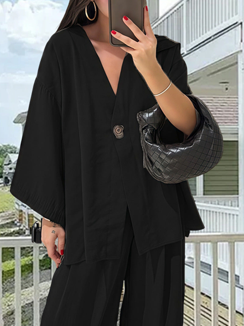 Damen Elegante Kimono-Jacke mit weiten Ärmeln und lockerer Passform Drune