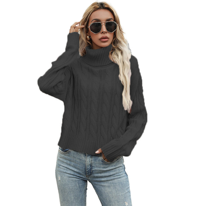 Damen Grobstrickpullover mit hochgeschlossenem Kragen und lockerer Passform Drune