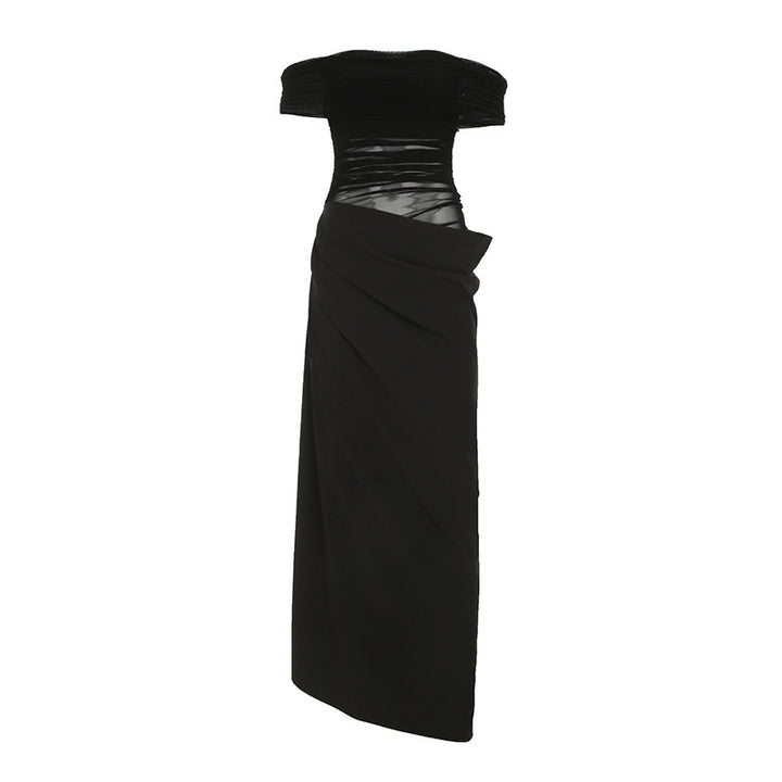 Damen elegantes Abendkleid mit schmalem Schnitt und transparenten Einsätzen Drune