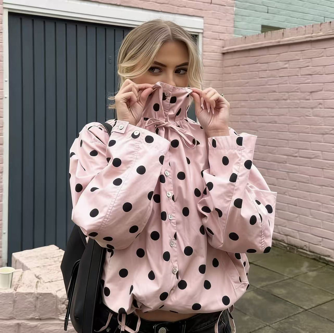 Damen nan Cropped-Anorak mit Stehkragen, Tunnelzugsaum und Druckknopfleiste Drune