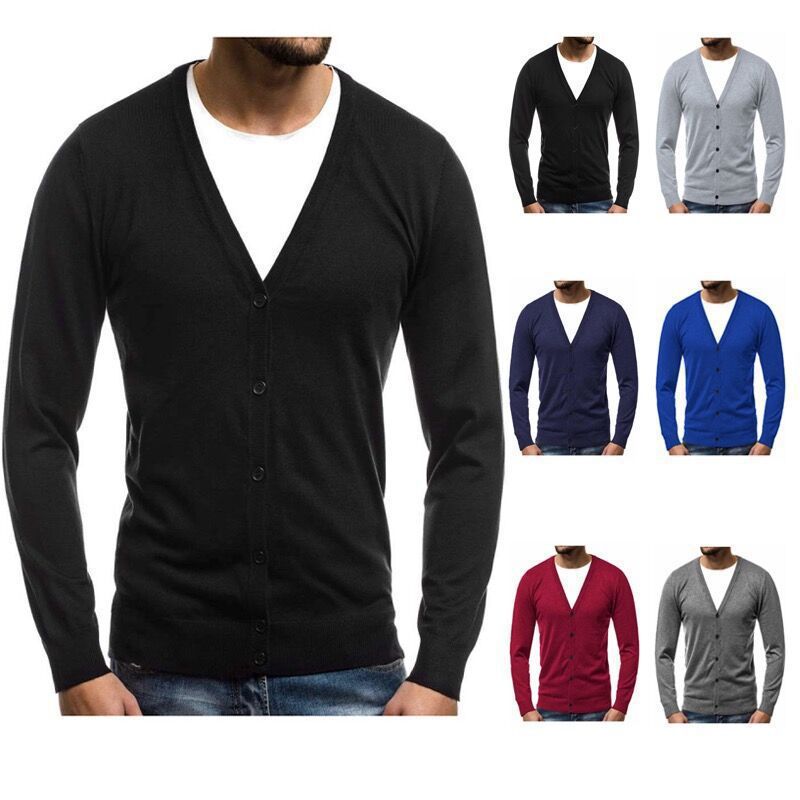 Herren nan Feinstrick-Cardigan mit V-Ausschnitt, schmaler Passform und durchgehender Knopfleiste Drune
