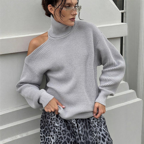 Damen Lockere Rollkragenpullover aus weichem Strickmaterial Drune