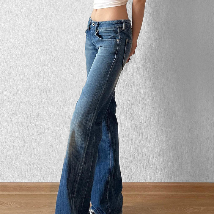 Damen Flared Jeans mit hohem Bund und distressed Design Drune