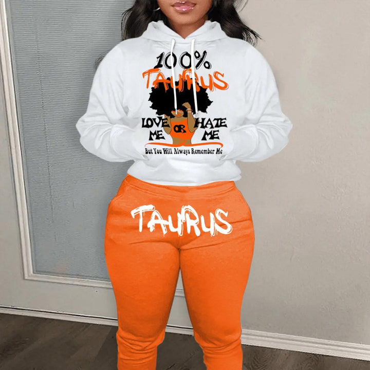 Damen Hoodie- und Jogginghose-Set mit einzigartigem Astrologie-Motiv Drune