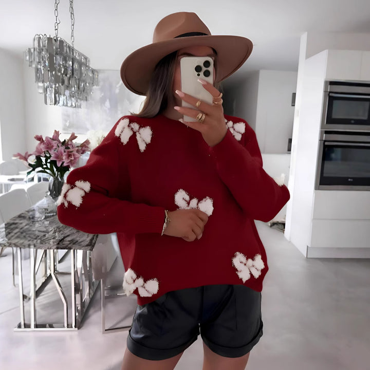 Damen gemütlicher Pullover mit modernem Herzdesign und weichem Strick Drune