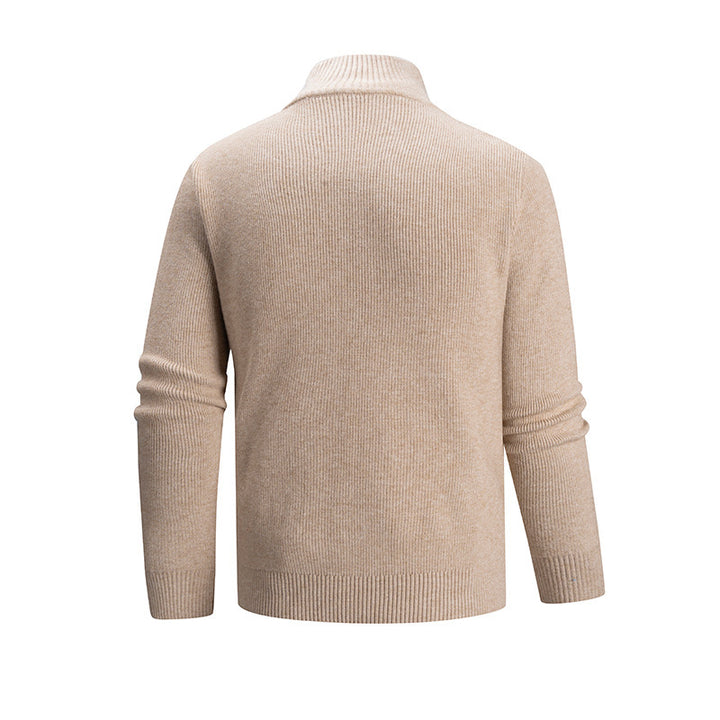 Herren modischer Strickpullover mit halbem Reißverschluss und strukturiertem Muster Drune