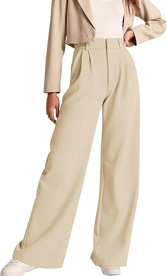 Damen weite High-Waist Hose mit Falten- und Bunddetails Drune