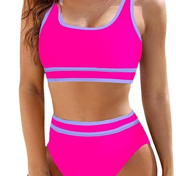 Damen Sportliches Bikini-Set mit hoch geschnittenem Unterteil und sportlichem Oberteil Drune