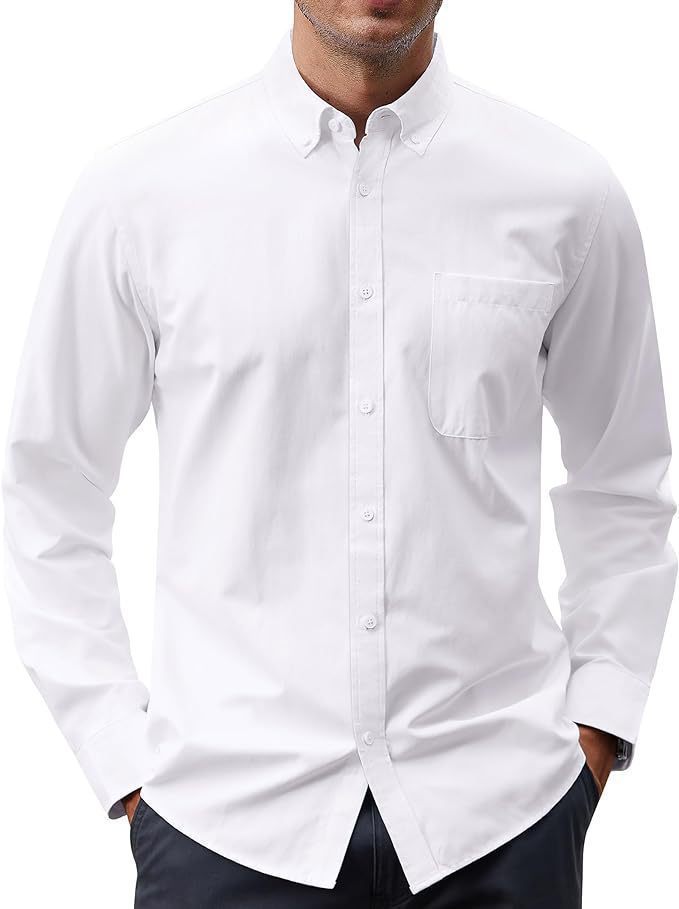 Herren nan Slim-Fit Oxford-Hemd mit Button-Down-Kragen, Brusttasche und elastischer Baumwollmischung Drune