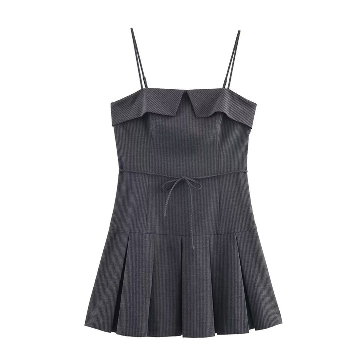 Damen Minikleid mit Rüschen und verstellbaren Trägern Drune