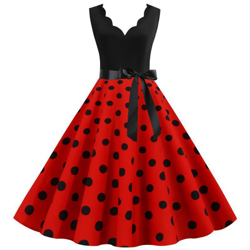 Damen Swing-Kleid mit modernem gepunktetem Design und elegantem V-Ausschnitt Drune