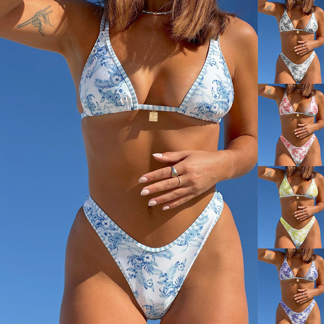 Damen Triangel-Bikini mit floralen Mustern Drune