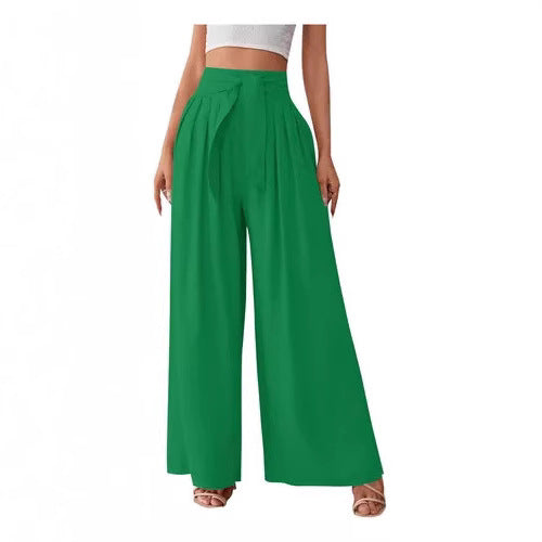 Damen Weite Hose mit hohen Bundfalten Drune