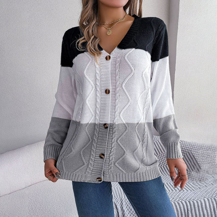 Drune | Farbblock Strickjacke Mit Modischem Stil